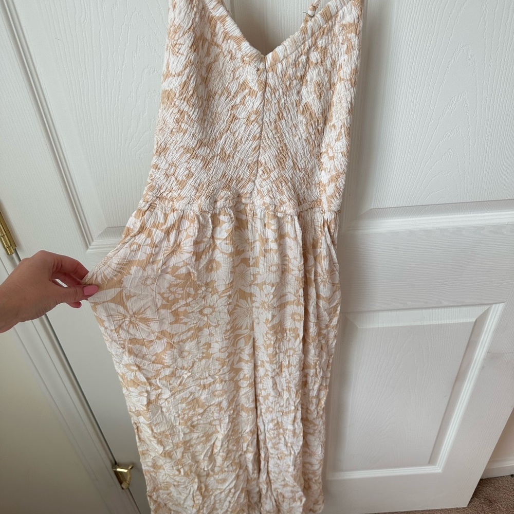 American Eagle Outfitters Cream Floral Jumpsuit